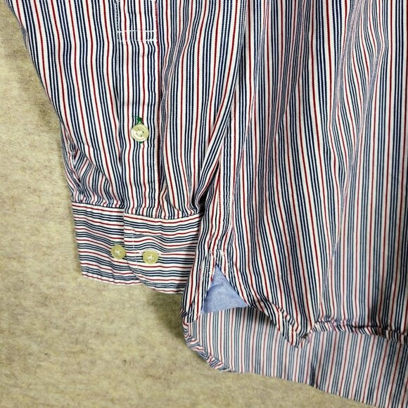 Vintage Tommy Hilfiger Button Down, Men's Large Red White Blue‎ Stripe - Picture 8 of 15